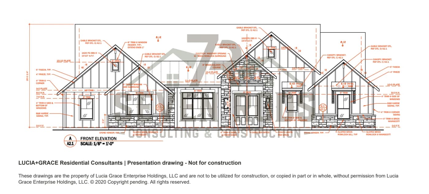Original watermarked Lantana front elevation drawing
